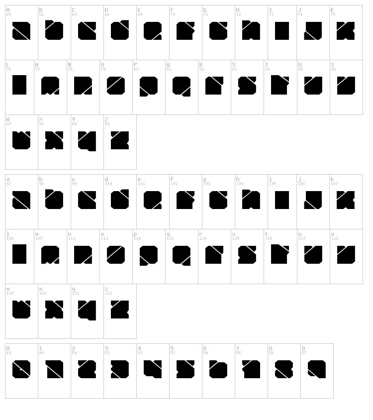 Zuber Tech font map